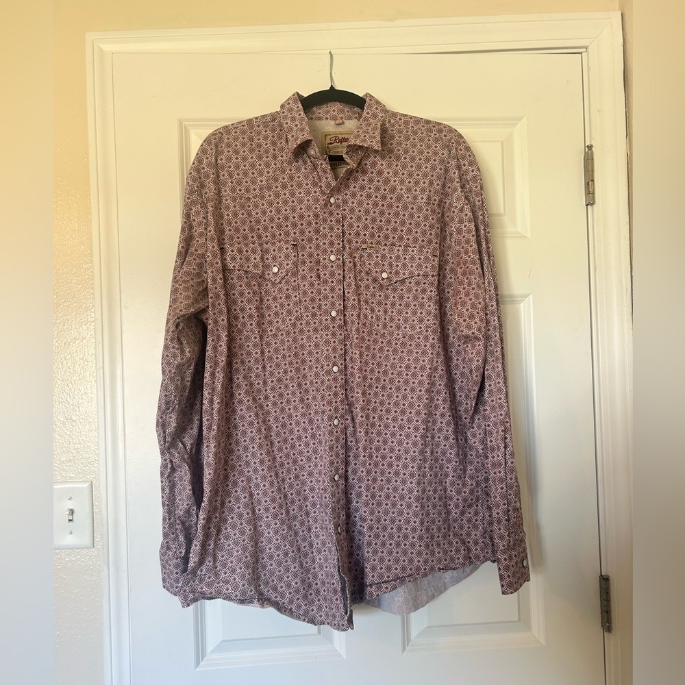 Men's Patterned Pearl Snap Button-Up Shirt